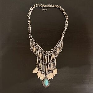 Silver and Turquoise Pendant Necklace